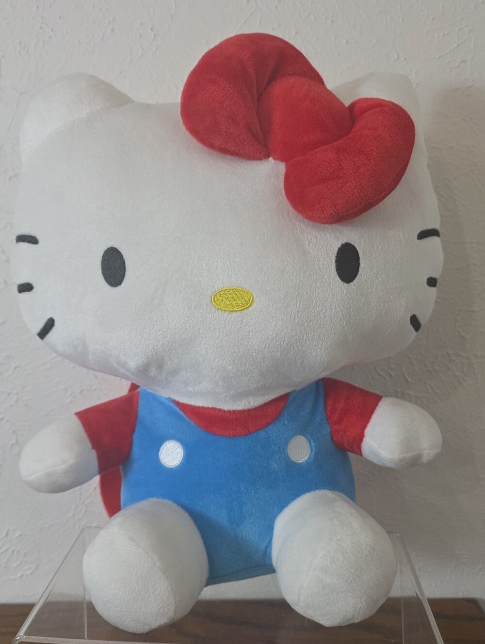Hello Kitty Plush Backpack Sanrio 2025 Red Bow Blue Overalls Zipper Adjustable